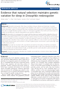 Cover page: Evidence that natural selection maintains genetic variation for sleep in Drosophila melanogaster