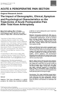 Cover page: The Impact of Demographic, Clinical, Symptom and Psychological Characteristics on the Trajectories of Acute Postoperative Pain After Total Knee Arthroplasty