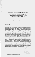 Cover page: Economic Crisis and Authoritarian Breakdown: Reassessing the Conventional Wisdom in Light of Evidence from Africa