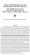 Cover page: What Then Remains of the Sovereignty of the Indians? The Significance of Social Closure and Ambivalence in <em>Dollar General v. Mississippi Choctaw</em>