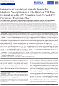 Cover page: Incidence and Correlates of Sexually Transmitted Infections Among Black Men Who Have Sex With Men Participating in the HIV Prevention Trials Network 073 Preexposure Prophylaxis Study.