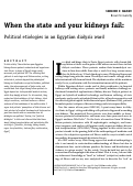 Cover page: When the state and your kidneys fail: Political etiologies in an Egyptian dialysis ward