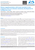 Cover page: Dietary supplementation with lysine (protein) in late pregnancy does not enhance mammary development in multiparous sows