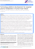 Cover page: Technology platform development for targeted plasma metabolites in human heart failure