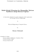 Cover page: Multi-Modal Planning for Humanlike Motion Synthesis using Motion Capture