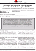 Cover page: Prescription Drug Monitoring Programs and Other Interventions to Combat Prescription Opioid Abuse