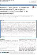 Cover page: Permanent draft genome of Thiobacillus thioparus DSM 505T, an obligately chemolithoautotrophic member of the Betaproteobacteria