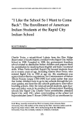 Cover page: “I Like the School So I Want to Come Back”: The Enrollment of American Indian Students at the Rapid City Indian School