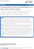 Cover page: Common genetic variants, acting additively, are a major source of risk for autism
