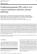 Cover page: Nonfluent/agrammatic PPA with in-vivo cortical amyloidosis and Picks disease pathology.