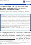 Cover page: The S40 residue in HIV-1 Gag p6 impacts local and distal budding determinants, revealing additional late domain activities