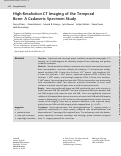 Cover page: High-Resolution CT Imaging of the Temporal Bone: A Cadaveric Specimen Study.