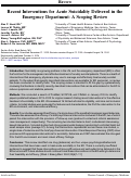 Cover page: Recent Interventions for Acute Suicidality Delivered in the Emergency Department: A Scoping Review