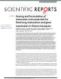 Cover page: Dosing and formulation of antenatal corticosteroids for fetal lung maturation and gene expression in rhesus macaques.