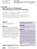 Cover page: Best Practices in Esophageal, Gastroduodenal, and Colonic Stenting.