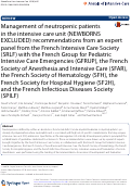 Cover page: Management of neutropenic patients in the intensive care unit (NEWBORNS EXCLUDED) recommendations from an expert panel from the French Intensive Care Society (SRLF) with the French Group for Pediatric Intensive Care Emergencies (GFRUP), the French Society of Anesthesia and Intensive Care (SFAR), the French Society of Hematology (SFH), the French Society for Hospital Hygiene (SF2H), and the French Infectious Diseases Society (SPILF)