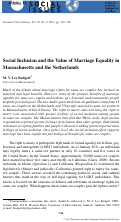 Cover page: Social Inclusion and the Value of Marriage Equality in Massachusetts and the Netherlands