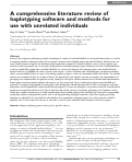 Cover page: A comprehensive literature review of haplotyping software and methods for use with unrelated individuals