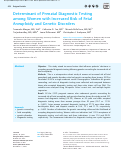 Cover page: Determinant of Prenatal Diagnostic Testing among Women with Increased Risk of Fetal Aneuploidy and Genetic Disorders.