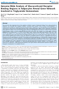 Cover page: Genome-Wide Analysis of Glucocorticoid Receptor Binding Regions in Adipocytes Reveal Gene Network Involved in Triglyceride Homeostasis