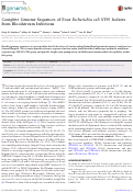 Cover page: Complete Genome Sequences of Four Escherichia coli ST95 Isolates from Bloodstream Infections