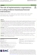 Cover page: The role of implementation organizations in scaling evidence-based psychosocial interventions.