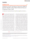 Cover page: Studying Long QT Syndrome Caused by NAA10 Genetic Variants Using Patient-Derived Induced Pluripotent Stem Cells