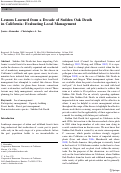 Cover page: Lessons Learned from a Decade of Sudden Oak Death in California: Evaluating Local Management