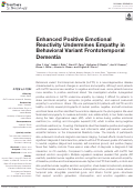 Cover page: Enhanced Positive Emotional Reactivity Undermines Empathy in Behavioral Variant Frontotemporal Dementia