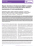 Cover page: Atomic structures of enterovirus D68 in complex with two monoclonal antibodies define distinct mechanisms of viral neutralization