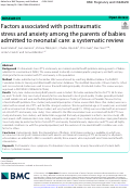 Cover page: Factors associated with posttraumatic stress and anxiety among the parents of babies admitted to neonatal care: a systematic review.