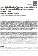 Cover page: Slow Rolls, Shoulder-Taps, and Coups: Building a Research Program in Military Dissent Across Regime Types