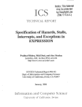 Cover page: Specification of hazards, stalls, interrupts, and exceptions in EXPRESSION