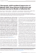 Cover page: Therapeutic AAV9-mediated Suppression of Mutant SOD1 Slows Disease Progression and Extends Survival in Models of Inherited ALS