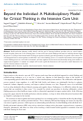 Cover page: Beyond the Individual: A Multidisciplinary Model for Critical Thinking in the Intensive Care Unit.