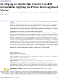 Cover page: Developing an Interfacility Transfer Handoff Intervention: Applying the Person-Based Approach Method