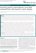 Cover page: Assessing genetic polymorphisms using DNA extracted from cells present in saliva samples