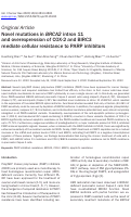 Cover page: Novel mutations in BRCA2 intron 11 and overexpression of COX-2 and BIRC3 mediate cellular resistance to PARP inhibitors.