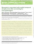 Cover page: Dementia is associated with medial temporal atrophy even after accounting for neuropathologies.