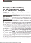 Cover page: Postmenopausal Hormone Therapy and Risk of Cardiovascular Disease by Age and Years Since Menopause