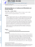 Cover page: Mechanical influences on cardiovascular differentiation and disease modeling.