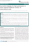 Cover page: Successful strategies for high participation in three regional healthcare surveys: an observational study