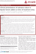 Cover page: Clinical presentations of substance abuse in bipolar heroin addicts at time of treatment entry