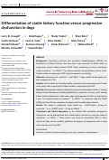 Cover page: Differentiation of stable kidney function versus progressive dysfunction in dogs.