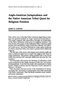 Cover page: Anglo-American Jurisprudence and the Native American Tribal Quest for Religious Freedom
