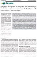 Cover page: Integration and synthesis of quantitative data: Alexander von Humboldt’s renewed relevance in modern biogeography and ecology