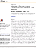 Cover page: Isolation and Characterization of Faecalibacterium prausnitzii from Calves and Piglets