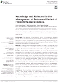 Cover page: Knowledge and Attitudes for the Management of Behavioral Variant of Frontotemporal Dementia