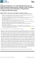 Cover page: Clinical Predictors of 3- and 6-Month Outcome for Mild Traumatic Brain Injury Patients with a Negative Head CT Scan in the Emergency Department: A TRACK-TBI Pilot Study.