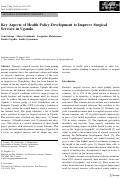 Cover page: Key Aspects of Health Policy Development to Improve Surgical Services in Uganda